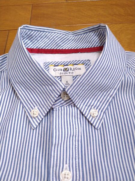 クラブルーム CLUB ROOM 長袖ボタンダウンシャツ ストライプ S
