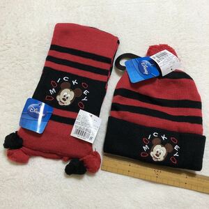  Mickey Mouse * Mickey * Disney * muffler * шляпа * вязаный * muffler & шляпа комплект * с биркой не использовался товар 