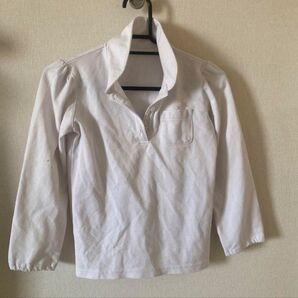 学校用 白い長袖ポロシャツ 女児用 130cm 作業用にどうぞ