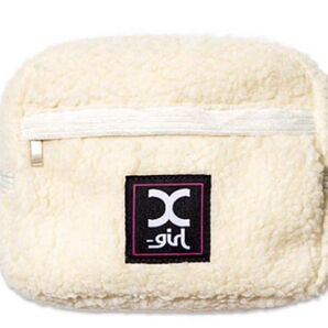 X-girl ファスナー付きもこもこポーチ オフホワイト