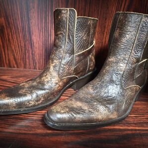 トルネードマート パイソンブーツ Mサイズ 蛇柄 革靴 レザーブラウン