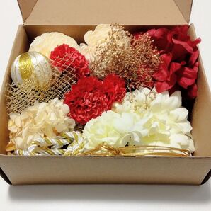 髪飾りセット 成人式■卒業式 ■パーティー■古典柄 /水引/紐/金箔 /金 /花/赤/白/ゴールド