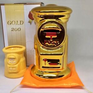 ★新品★非売品★2点セット★大きい金の貯金箱★ゆうちょ銀行ノベルティ★ふるさとぽすと★