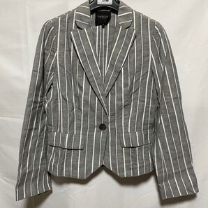 LANVIN ランバン ジャケット テーラードジャケット 長袖 ストライプ 40 Lサイズ グレー ブレザー 大きいサイズ