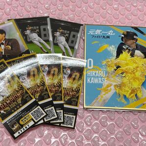 福岡ソフトバンクホークス 川瀬晃 グッズセット まとめ売り タカコレカード ファイト!九州 色紙 ステッカー
