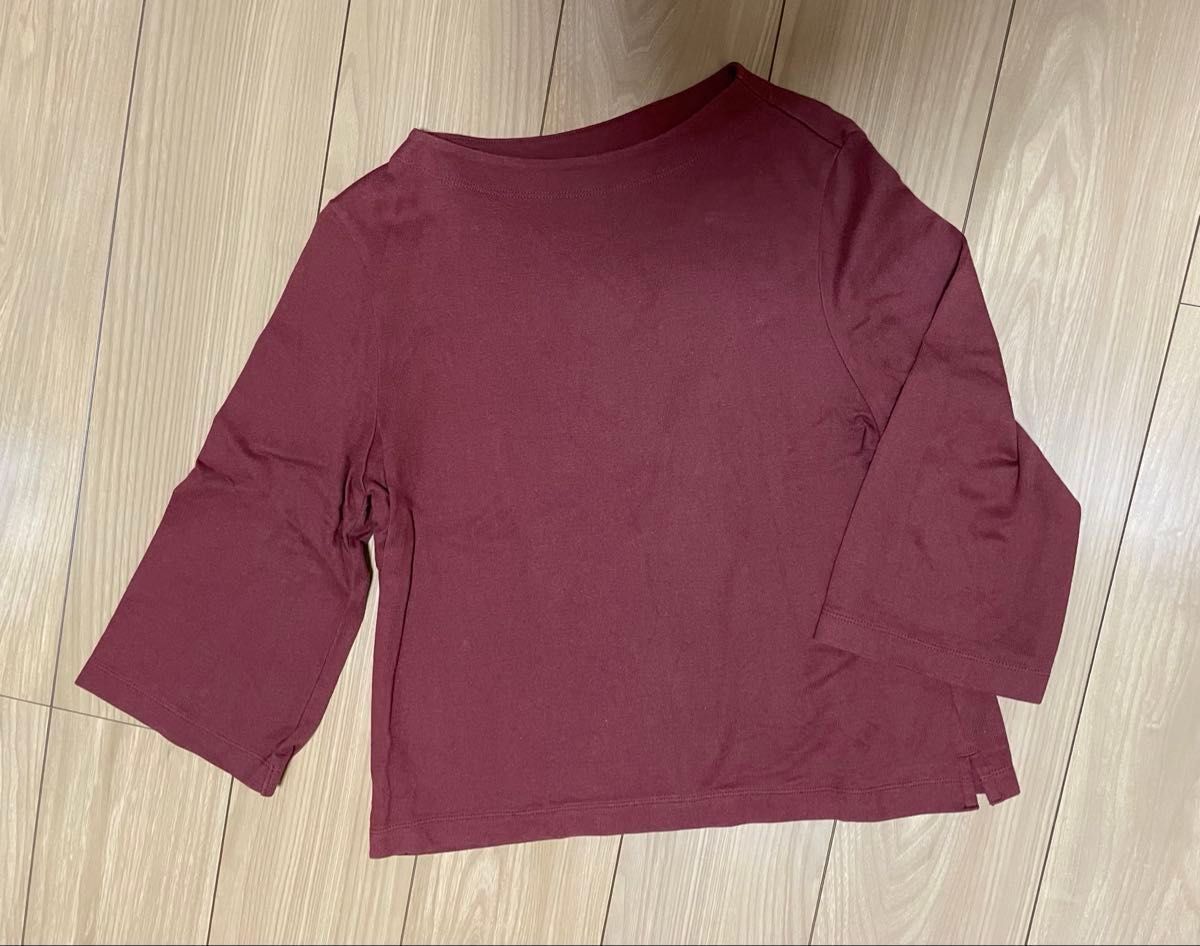 UNIQLO ユニクロ ワイドスリーブ カットソー　モックネックTシャツ 七分袖　サイズ　M