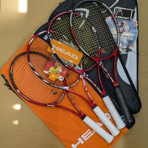 美品 ヘッド リキッドメタル、フレックスポイント、マイクロジェル、ユーテック プレステージMP4本セットG3ラケットケース付