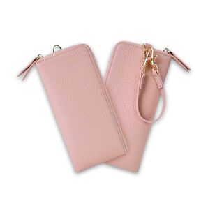 【新品】メガネケース ソフトケース ピンク 本革 レザー スリム 薄型 かわいい
