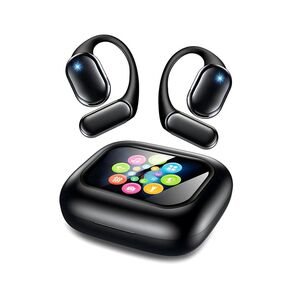 【新品】ワイヤレスイヤホン 液晶 タッチディスプレイ ブラック 黒 Bluetooth6.0 オープンイヤー 通話 自動ペアリング