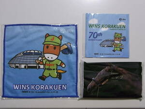 未開封・未使用★JRAグッズ3種セット★ネピア鼻セレブ「モーリス」・ウインズ後楽園ミニタオル・マイクロクロス