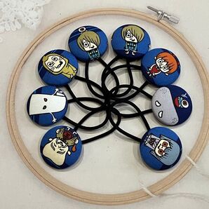 ゲゲゲの鬼太郎 くるみボタン ヘアゴム 8個セット