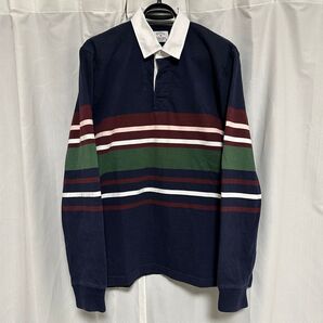 NOAH ラガーシャツ ボーダー 長袖 ネイビー M