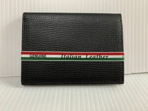 ☆未使用 GENUINE ITALIAN LEATHER ジェニュイン イタリアン レザー WLG-5-BL ブラック×グレー 名刺入れ カードケース 