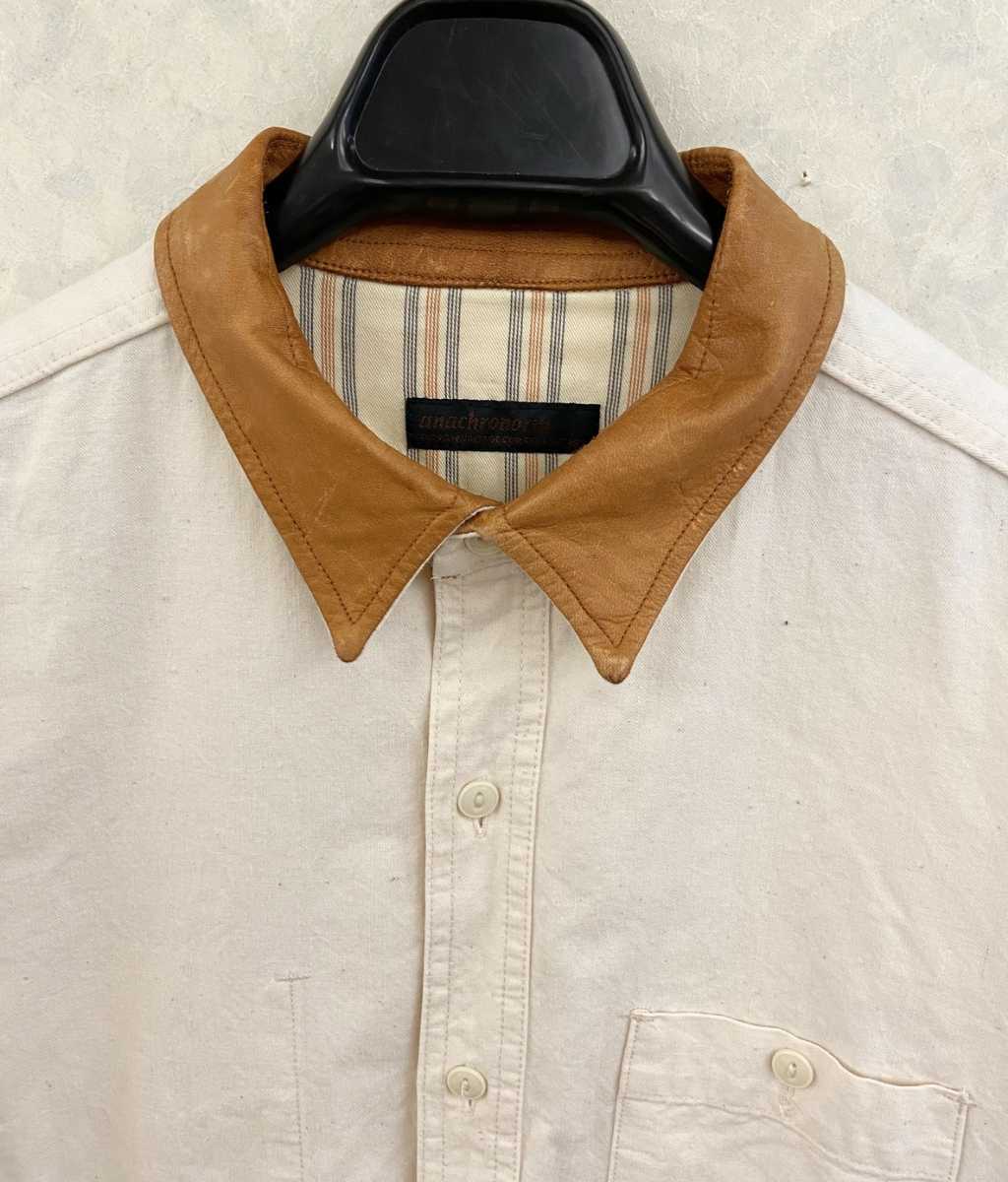 ANACHRONORM アナクロノーム 襟牛革 マチ付き カラカン 長袖 生成