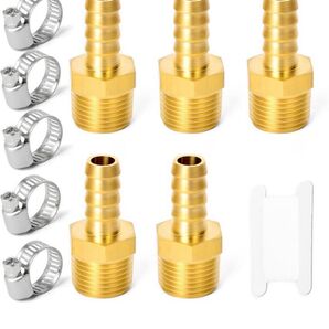 5個の真鍮ホースジョイント、G1/4-10mmホースアダプター