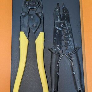 ☆【美品 良好品】電気工事士必携工具 LOBSTER リングスリーブ用圧着ペンチ&MCC VA線ストリッパー(最新両面印字)
