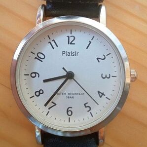 Plaisir クォーツ腕時計 シルバーカラー 身体にやさしいニッケルフリー素材 稼働品