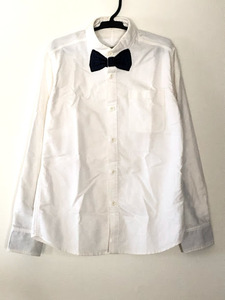 # super-discount #SUPER THANKS/ super thanks # butterfly necktie badge shirt / tops # white # lady's /S