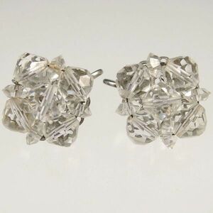 A2543*[LAGUNA] * wire cease. clear rhinestone . ornament ... Vintage earrings * 1940s~1950s*