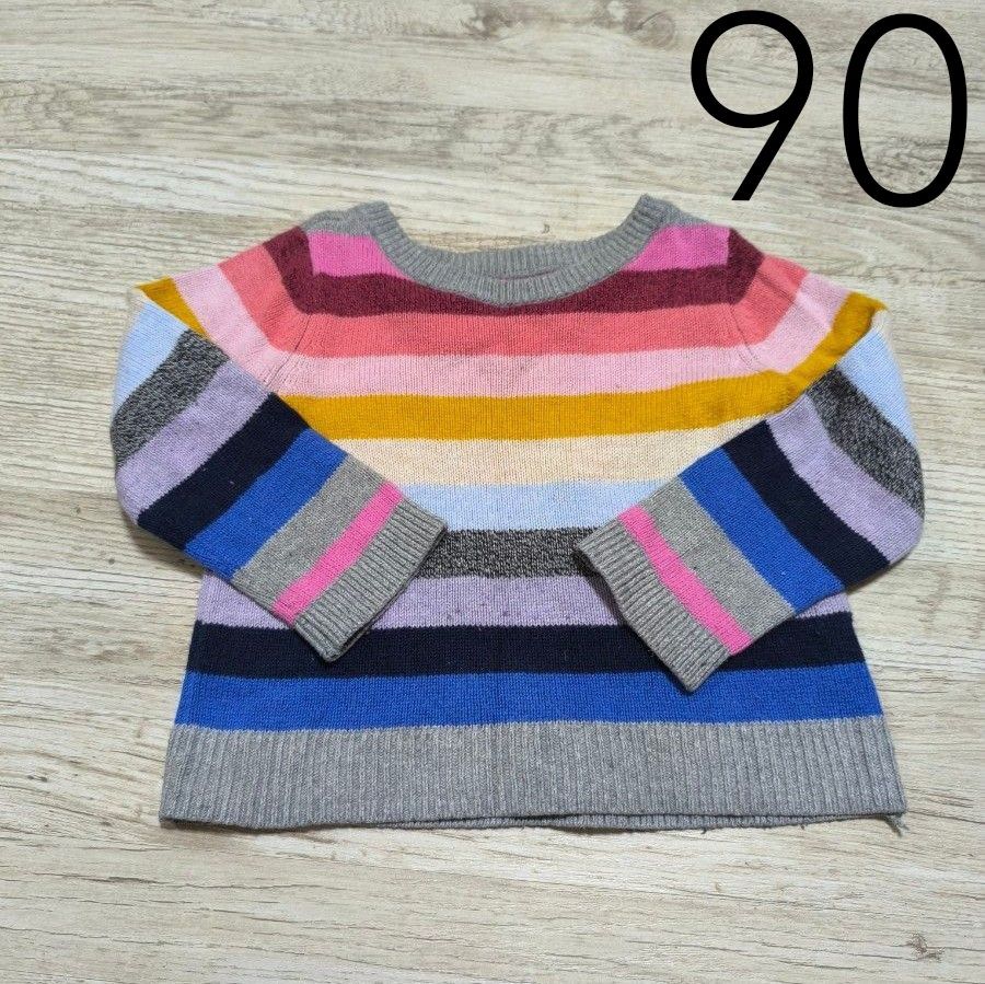 セーター ニット ボーダー トップス 長袖 カラフル　GAP　キッズ　90