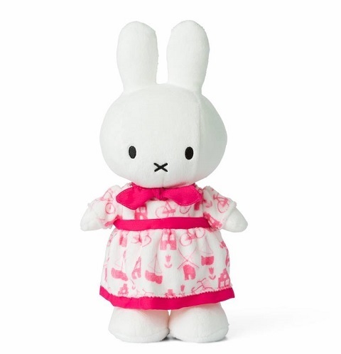 【ミッフィーぬいぐるみ】高さ33cm大L/オランダ限定伝統柄ピンクドレス/ディック・ブルーナ miffy