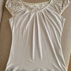 レストローズ レーススリーブカットソー グレージュ Mサイズ