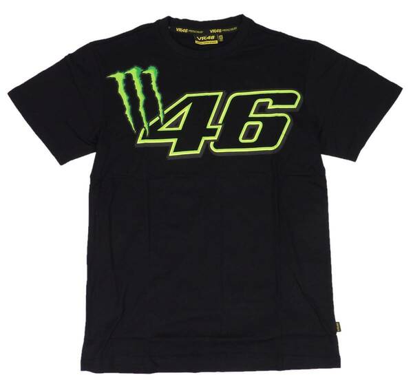 VR46 MONSTER ENERGY モンスターエナジー ビッグ46デザイン 半袖 Tシャツ (XXL)（ブラック） [並行輸入品]