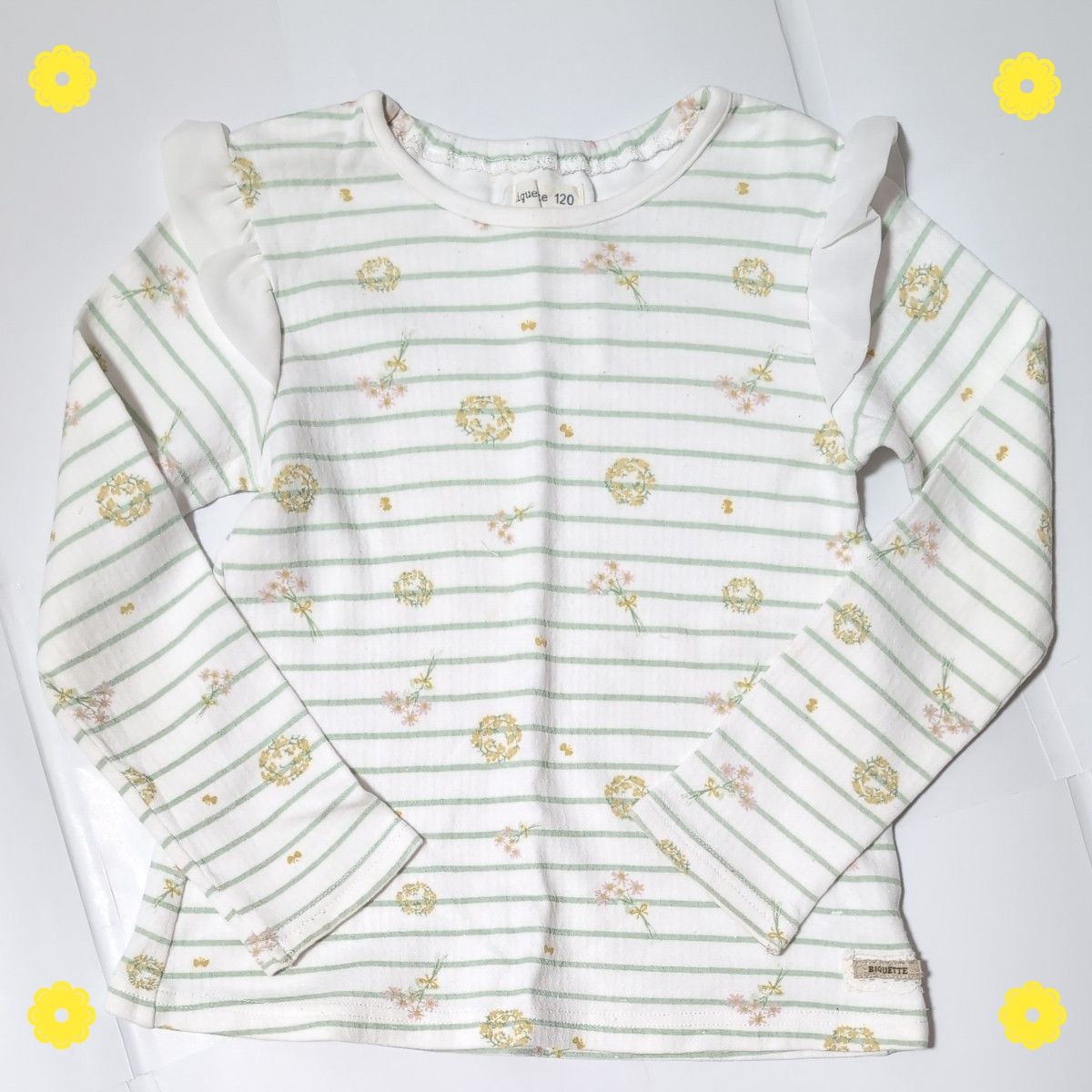 キムラタン biquette 長袖Tシャツ 120 花柄 ボーダー