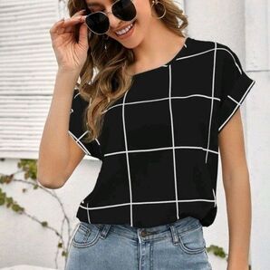 SHEIN グリッド柄トップス XS(S~Lの人向け) 着用0回
