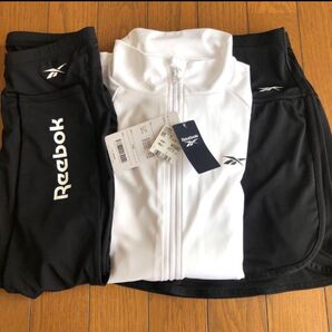 Reebok リーボック 水着 トレーニングウェア 3点セット ホワイト ブラック