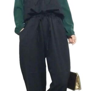 ★n'or★ サロペット オールインワン 襟付き テーパード フリーサイズ ブラック