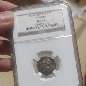 ◆MS66・トーン◆ 1894 イギリス 4ペンス マウンディ 銀貨