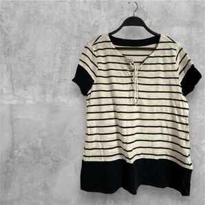HILFIGER ストライプ レースアップTシャツ