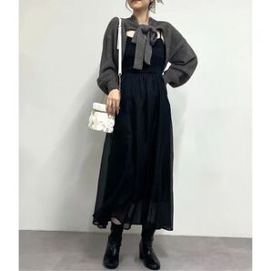 【one after another】ニットキャミワンピセット ブラック ワンピース