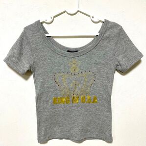 ★平成ギャル KING OF U.S.A. ストーン装飾 ピチTシャツ