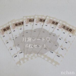 月謝シート 6枚セット 家計管理 バインダー貯金 積立シート