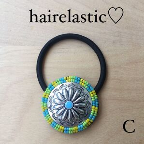 No.C ネイティブコンチョヘアゴム ネイティブ柄 キャンプ好きさん