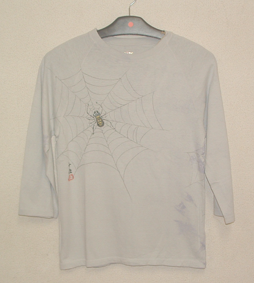 ★New★Kyo Yuzen artist hand-painted spider pattern one-of-a-kind 3/4 length limited T-shirt L, Men's Fashion, T-shirt, Other sleeve lengths