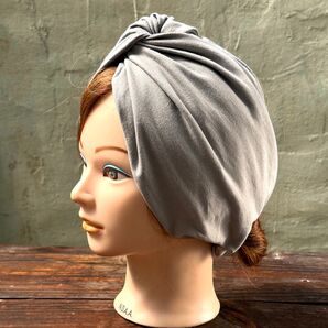 綿ニット ボリューム クロスヘアターバン ヘアバンド セージグリーン