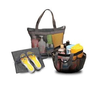 メッシュバック3点セット ハンドバック 収納ポケット シューズケース プールバック 旅行 トラベルバック 海水浴 手提げ 大容量