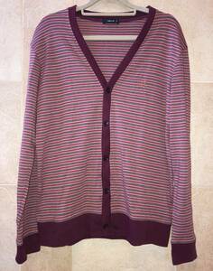 *COMME CA ISM Comme Ca Ism * border cardigan / feather weave *M size 