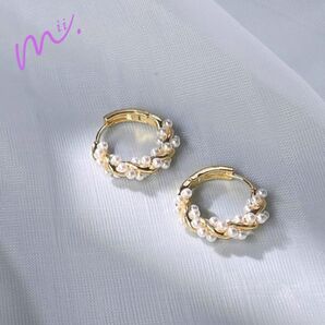 【新品】パール付きフープピアス きれいめ 大人可愛い インポートアクセサリー フープ ピアス アクセサリー オシャレ