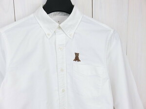 無印良品　MUJI　オックスフォードシャツ　クマ刺繍　ホワイト　白　S