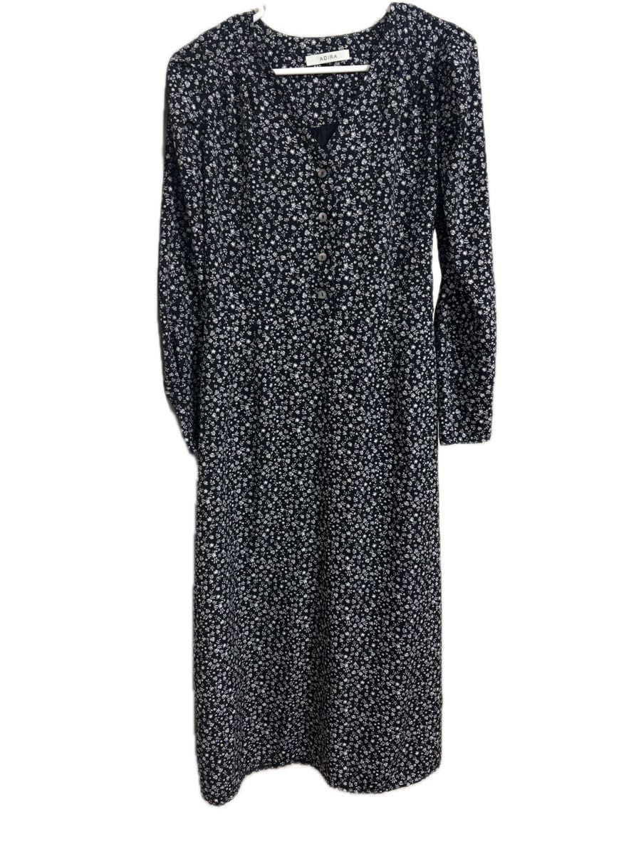 ワンピース 長袖 ロング M 七分袖 花柄