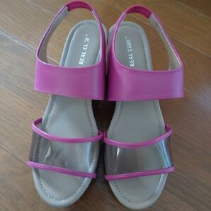 『新品未使用』REAL CUBE リアルキューブ ピンク クリア サンダル LLサイズ