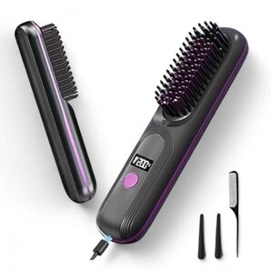 ヒートブラシ コードレス マイナスイオン 4000mAh 大容量Type-C充電式 ヘアアイロンブラシ 持ち運び 旅行 軽量