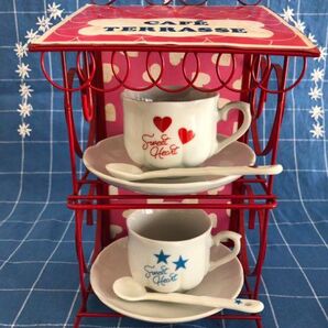 アメリカンビンテージ カップ&ソーサー ラック付き