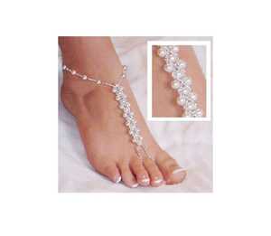  new goods [ finger beach anklet ] pearl & beads stretch pair . accessory 