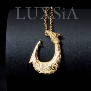 ハワイアンジュエリー フィッシュフック ネックレス メンズ レディース サージカルステンレス製 金属アレルギー対応 ゴールド