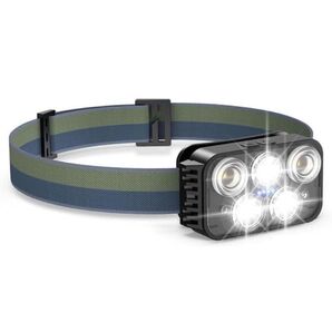 ヘッドライト USB-C充電式 【2025業界 新デザイン】 高輝度 LED ヘッドライト 赤&白ライト ジェスチャー検知